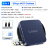 A dark blue 8 in 1 10Gbps MG7 Diskless device with various ports and accessories.