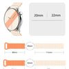 Image showing watch bands in 20mm and 22mm sizes with corresponding lengths for adjustable magnetic loop watch bands.