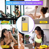 Sujetador de teléfono con ventosa de silicona amarilla para uso en bañera, gimnasio y cocina.