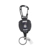 Black tactical ID badge holder keychain with a loop and a slide mechanism