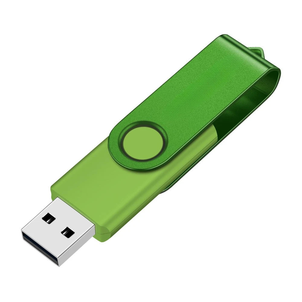 Grüner rotierbarer Metall-USB-Stick mit silbernem Anschluss