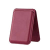 A deep magenta magnetic leather wallet with a protective stand case.