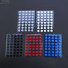 Four packs of universal mouse skates in white, black, red, and blue for adhesive gliding feet
