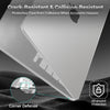 A protective case featuring corner defense for a MacBook, designed to resist cracks and collisions.