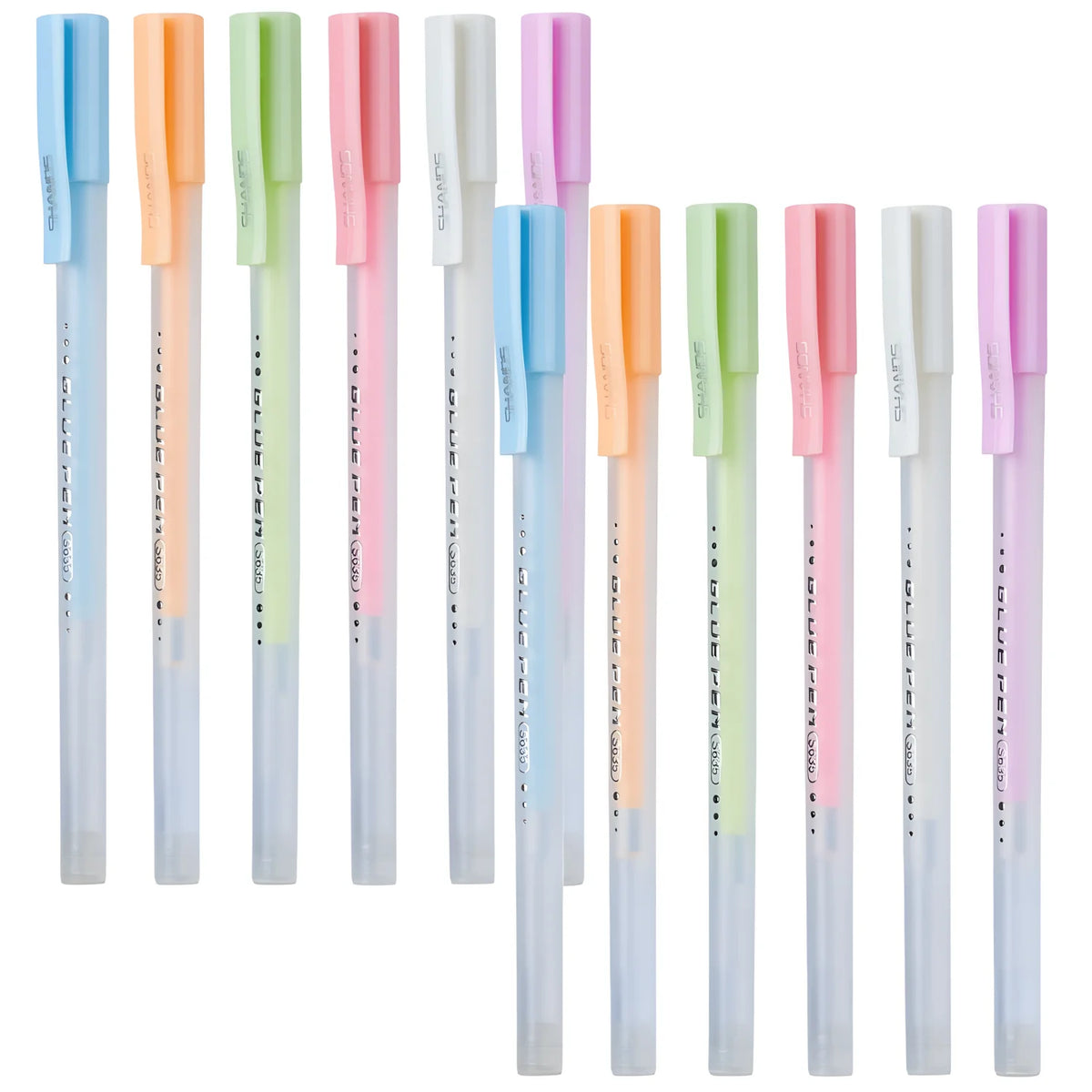 A collection of precision quick-dry spot glue pens in various colors including light blue, orange, green, and pink.