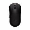 Schwarze ergonomische kabellose Gaming-Maus aus Vogelperspektive.