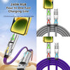 A colorful 240W RGB four-in-one fast charging line featuring multiple rotating connectors and a breathing light cable.