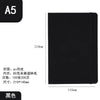 Black A5 hardcover lined notebook with a stitched spine.
