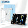 A transparent acrylic protective case for an iPad Mini in Sky Blue color, shown with multiple units.