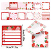 A set of strawberry shaped self-stick memo notes in red and pink for writing and reminders.