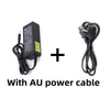 Schwarzes Laptop-Ladegerät mit Kabel und Pluszeichen für AU-Netzteil.