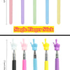 A collection of single and double finger sticks in various colors including pink purple green blue yellow and black