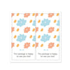 A pair of rectangular thank you gift stickers featuring light blue and peach floral patterns on white backgrounds.