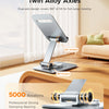 Twin Alloy Axles phone holder stand demonstrating 180 degree tilt for full-range viewing