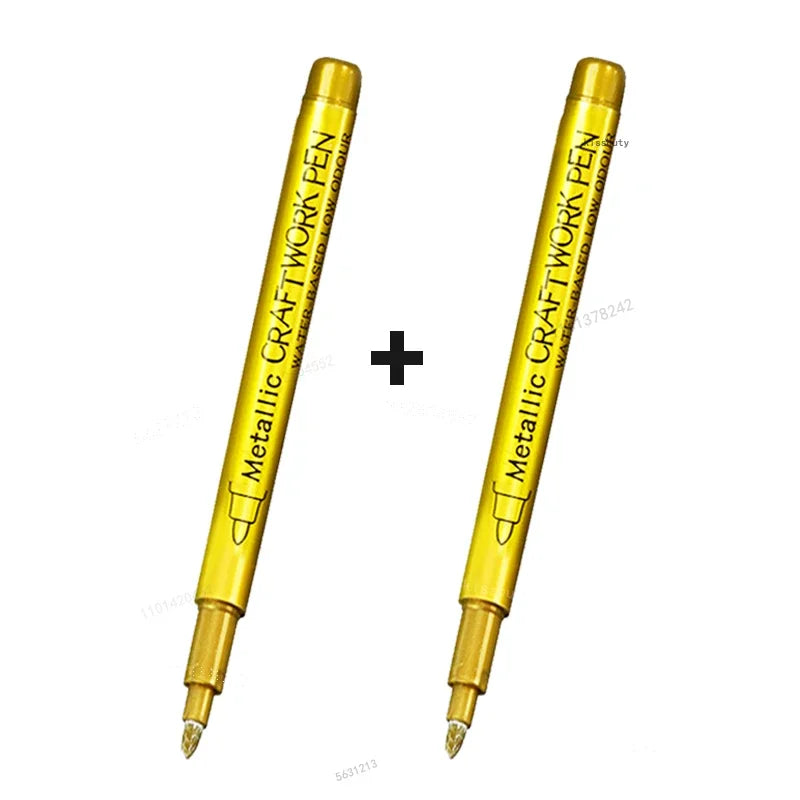 Two metallic craft marker pens shown vertically against a white background.