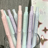A pack of four pastel gradient gel pens in various shades of pink, purple, and mint green.