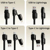 A set of various USB and Type-C to Lightning cables for data sync and charging.