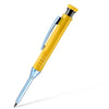 A yellow precision mechanical pencil with a built-in sharpener, shown in a diagonal view.