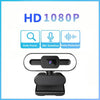 A black streaming webcam with a lens and microphone, featuring HD 1080P capabilities.