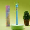 A teal retractable hand pointer stick is displayed vertically on a light green base.