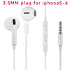 White 3.5MM plug earphones for iPhone 5-6 with a detachable cable and connector.
