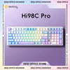 A close-up view of the Hi98C Pro mechanical Bluetooth wireless keyboard with purple and blue keycaps.
