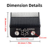 Dimension details of a black professional cordless hair clipper with precision fade blades.