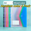 A pack of five mixed color A4 file folders with a secure push-button ring binder.