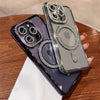 A glitter diamond magnetic wireless phone case featuring a dark blue background and silver decorative elements.
