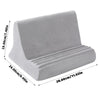 A gray multi-angle adjustable tablet and phone holder with dimensions 19.00cm x 24.00cm x 28.00cm.