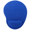 A blue ergonomic mouse pad designed for comfortable wrist support.