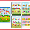 A set of magic water drawing and coloring notebooks featuring letters, numbers, and animals for children.