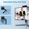 Adjustable base and head webcam showing various angles for streaming and video calls