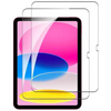 A pink iPad screen protector with a clear glass layer and a protective film surrounding it.