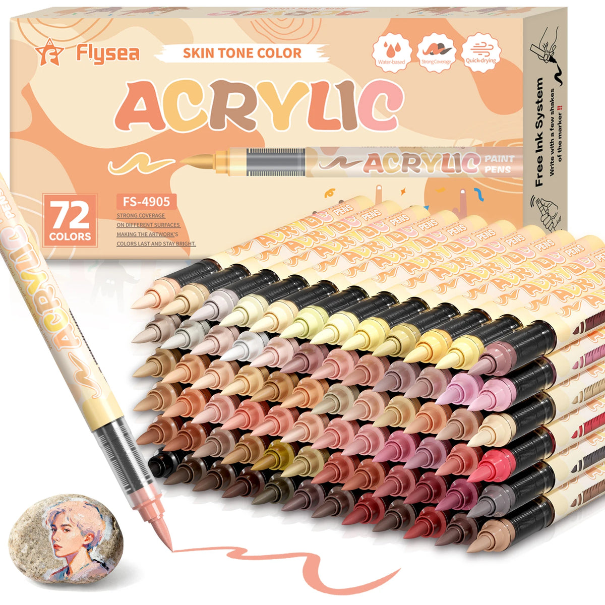 A box of Acrylic paint pens featuring 72 colors and a set of markers for DIY crafts and painting.