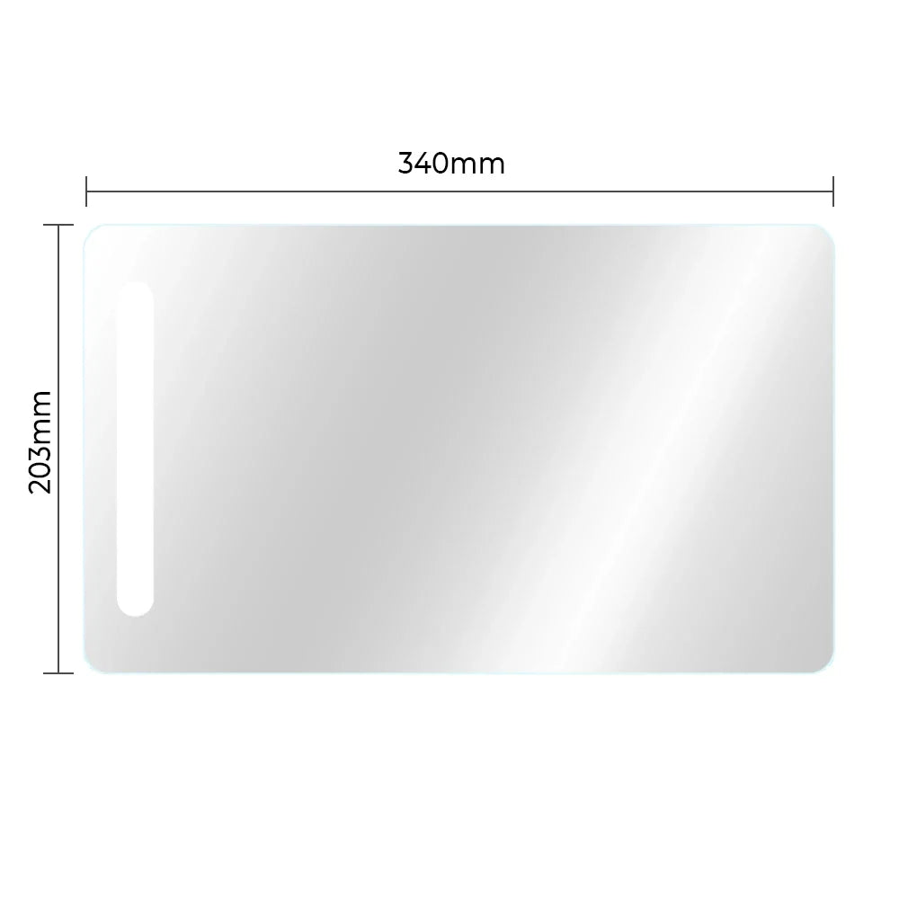 A rectangular, matte film screen protector with dimensions of 340mm by 203mm.
