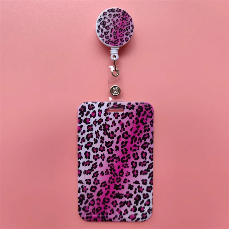 Leopard Retractable Card Holder Clip for Badges and IDs
