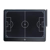Schwarzes taktisches Strategie-Markerbrett mit Fußballfeld-Layout und Trainingsmarkierungen.