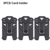 Three black card holders for an ID badge or card, designed as a tactical keychain.