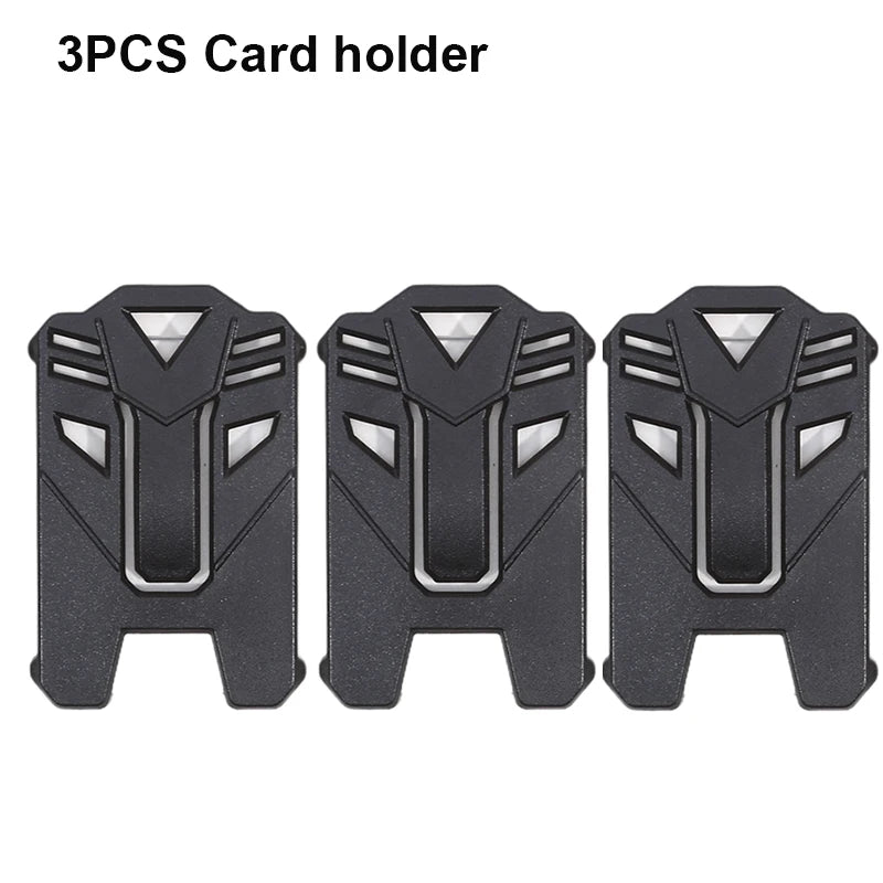 Three black card holders for an ID badge or card, designed as a tactical keychain.