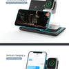 Almohadilla de carga inalámbrica móvil horizontal/vertical para cargar un smartphone y Apple Watch.