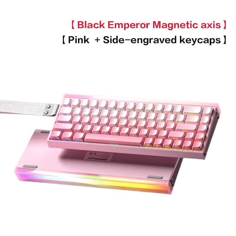 Clavier mécanique AULA Hero rose avec axe magnétique emperor noir et touches gravées sur le côté