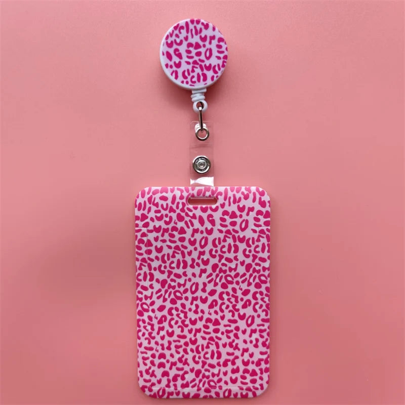 Leopard Retractable Card Holder Clip for Badges and IDs