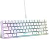 A white 68-key wired gaming keyboard with RGB backlight and a detachable cable.