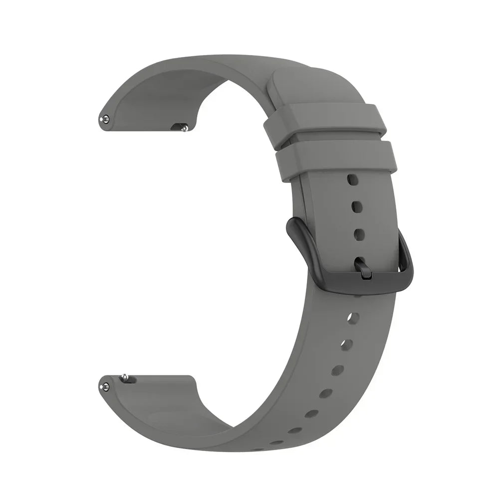 A gray silicone watch band designed for Garmin and other smartwatches.