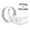 White US plug and 1M cable for a 30W USB-C fast charger.