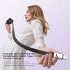 A woman holds a black charger with a retractable cable, demonstrating the convenience of the Type-C to plug charging.