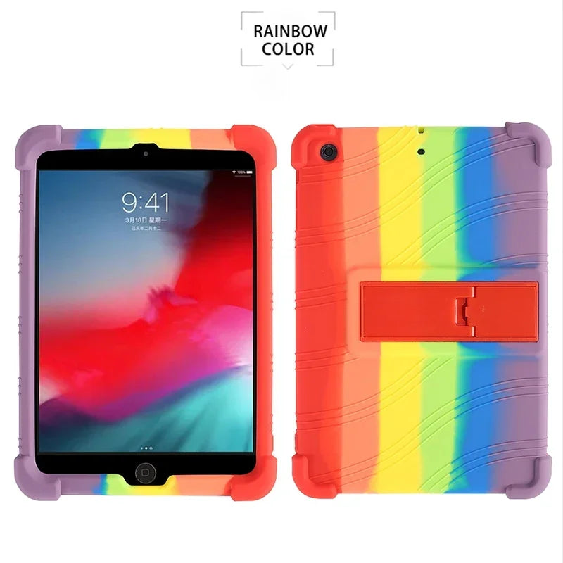 Funda protectora de silicona de colores arcoíris para soporte de iPad Mini