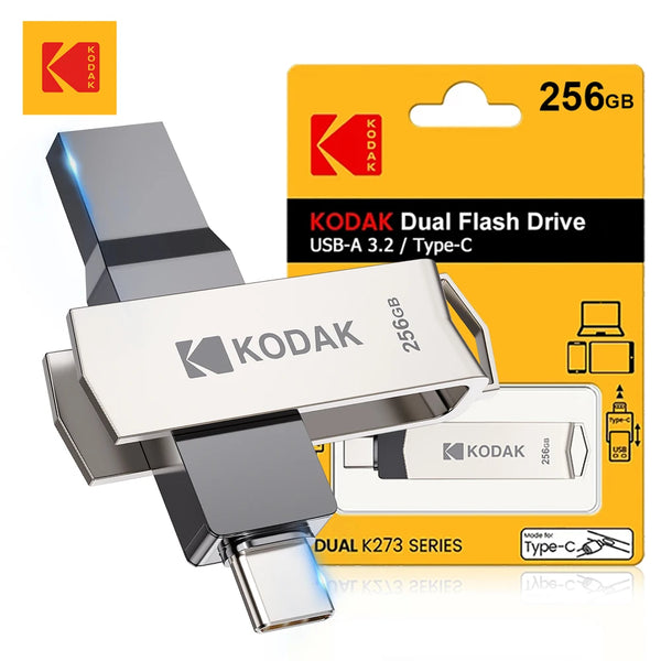 Clé USB Kodak Dual Flash, adaptateur USB-A vers Type-C et boîte d'emballage
