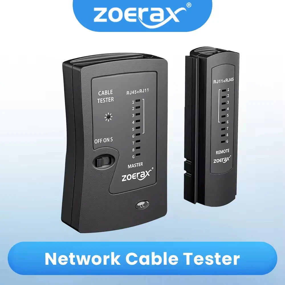 Probador de cables de red Zoerax y unidad remota para probar cables.